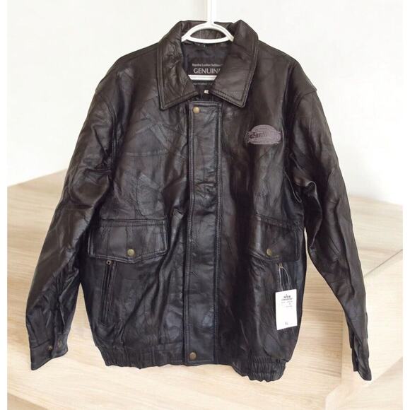 Vtg Closed 1987 Castaways Las Vegas Casino Patchwork Black Leather Coat Jacket L - Picture 1 of 8